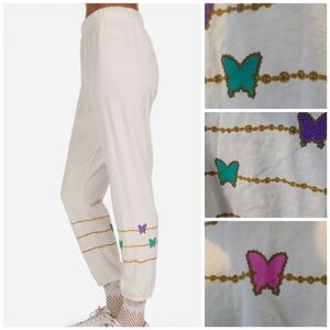 Lauren Moshi Alana Butterfly Charm Happyface joggers